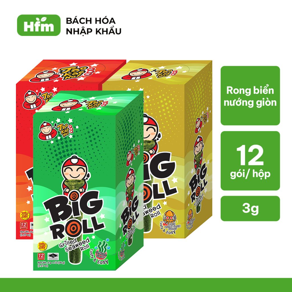 Snack Rong Biển Taokaenoi Big Roll Thái Lan Hộp Lớn 12 Gói