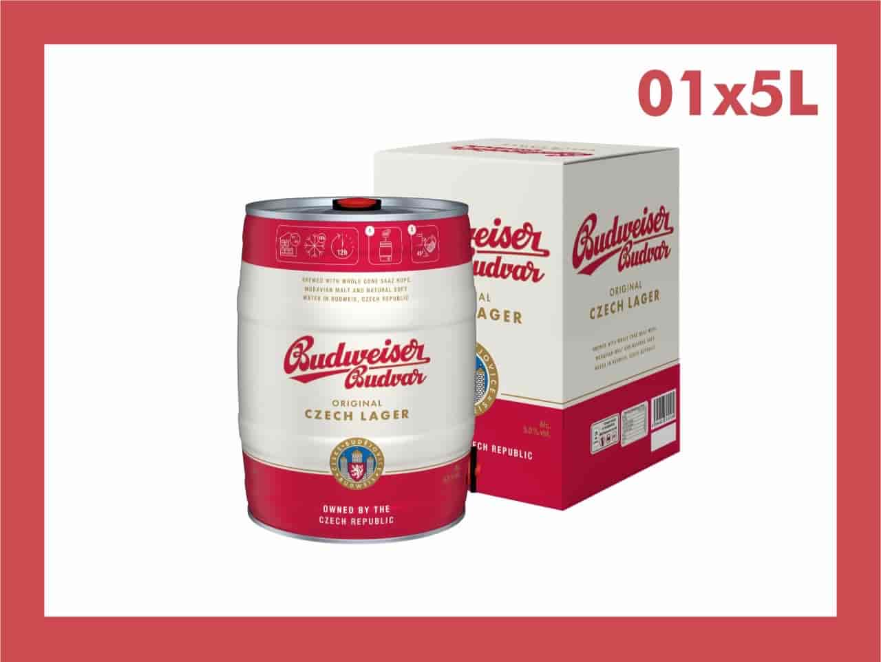 Bia Budweiser Budvar 5% Tiệp Bom 5 Lít