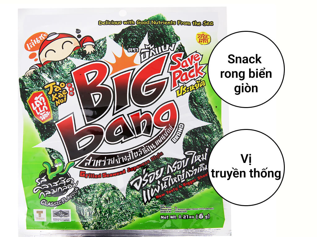 Rong Biển Big Bang 6g Tảo Kae Noi Thái Lan Set 12 Lá