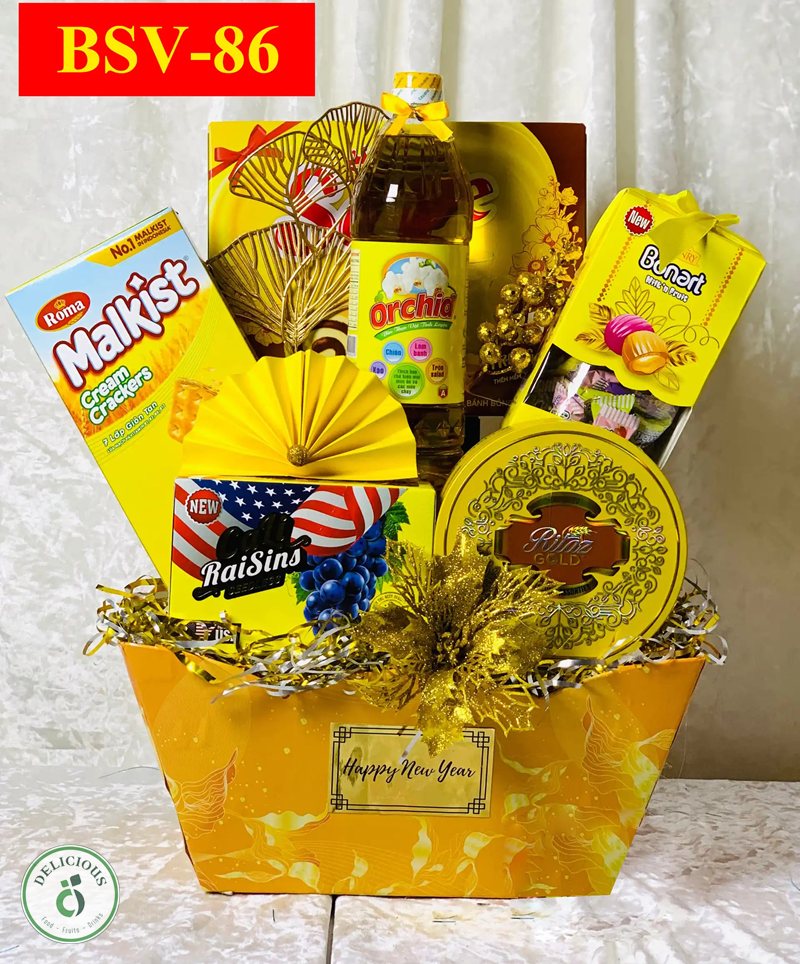 Đặt giỏ quà Tết số lượng lớn - Kiểm tra date từng món trong giỏ mẫu